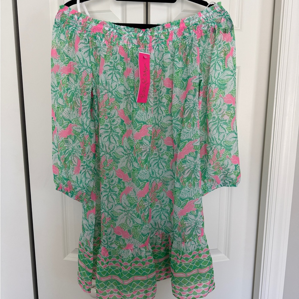Lilly Pulitzer Botanical Green and Pink Coverup